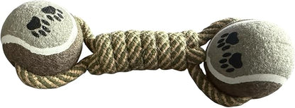 Heavy Duty Rope Dog Toy with Dual Tennis Balls, Durable Tug Toy for Aggressive Chewers, Interactive Fetch & Tug of War Toy for Medium and Large Dogs