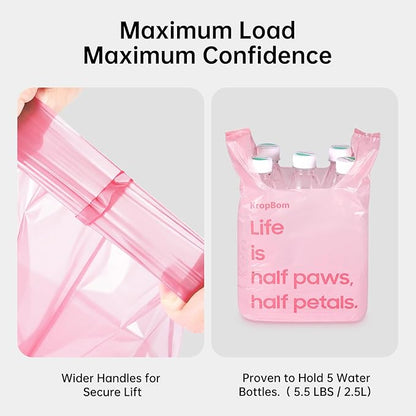 125 Count Cat Poop Bags Cherry Blossom Scented with Handles, Disposable Litter Bags for Pet Poop, Dog Kitty Waste Bags Extra-Thick Easy Tie Leak-Proof Strengthen, Pink