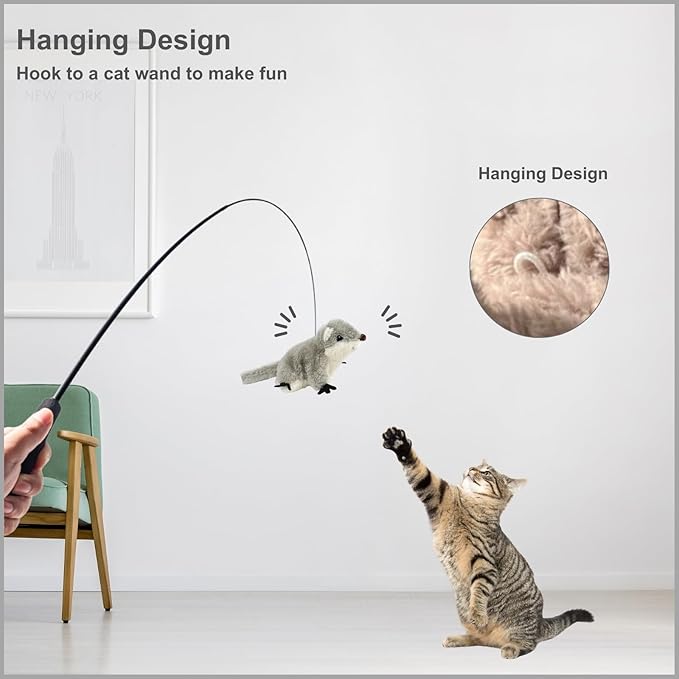 Interactive Flapping Bird Cat Toys, Rechargeable, Touch Activated, Catnip, Chirping Bird Toys for Indoor Cats and Kittens (Sugar Glider)