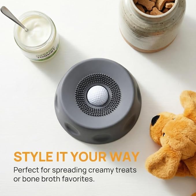 Silicone Lick Bowl for Dogs with Suction Cup, Anti-Slip Slow Feeder, Upgraded Chew-Resistant Ball & Anti-Disassembly Design, 250ml Capacity, Dishwasher Safe, for Small Medium Large Pets(1, Gray)