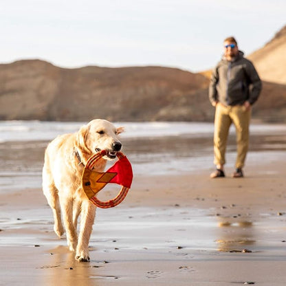 Ruffwear, Pacific Ring Dog Toy, Interactive Fetch and Tug Toy for Playing and Training, Sockeye Red