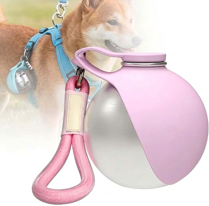 Foldable Pet Water Bottle for Travel, 2-in-1 Portable Dog Drinking Bottle with Stainless Steel Cup & Silicone Bowl, Leak-Proof Dispenser for Walking, Hiking, Outdoor Use, Small Dogs Puppies (D)