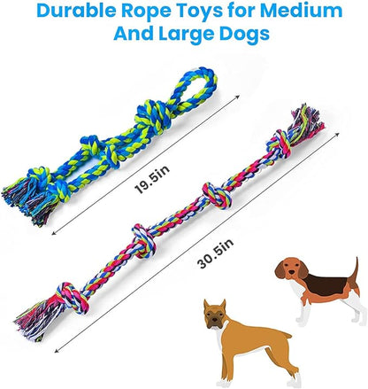 Feeko Heavy Duty Dog Rope Toys for Large Breed Aggressive Chewers, 2 Pack Indestructible Teeth Cleaning Tug of War Toy