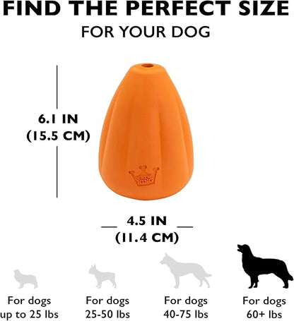 Chew King by Mammoth Premium Treat Dispensing Dog Toy, Durable Natural Rubber Chew Toy with Bacon Flavor, Safety Air Vent, Interactive Enrichment Toy for Aggressive Chewers, XXL - Orange