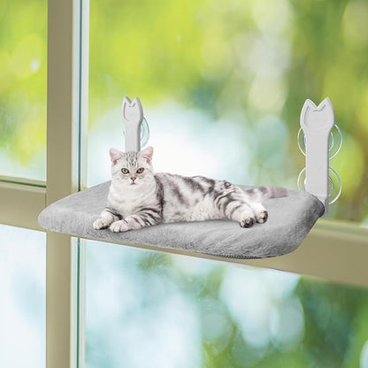 2 Pack Cat Window Perch,Cat Window Hammock Cordless Foldable Window Bed with 4 Large Strong Suction Cup,Reversible Cushion Cover,Metal Frame Easy to Adjust Window Seat Holds up to 40lbs(Gray)