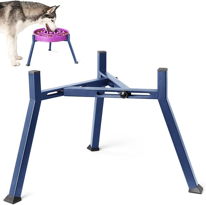 LOOBANI Elevated Dog Bowl Stand: Adjustable Width Anti-Slip Raised Dog Bowl Stand Food Feeder forAdult, Seniors, Older, Arthritis Dogs, Fits for Bowls Width 8.2"-11" (Without Bowls) Deep Blue Large