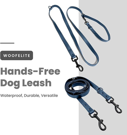 Hands-Free Waterproof Dog Leash, Adjustable Waist & Crossbody Dog Leash for Running, Walking & Hiking (Blue, 8 FT)