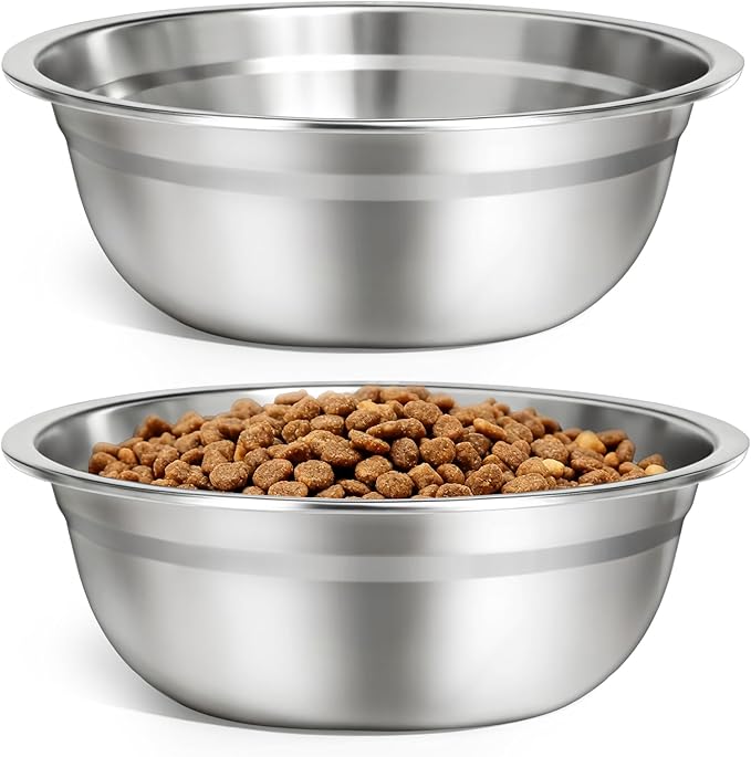 URPOWER 2 Pack 8" Stainless Steel Dog Bowls - 50oz Thickened Durable Pet Bowls for Food and Water, Fit for Elevated Dog Bowl Stand