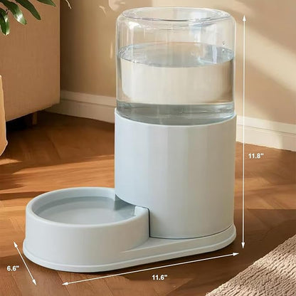 Gravity 3.8L Automatic Pet Waterer and Feeder Bundle Set for Dogs and Cats, Gray