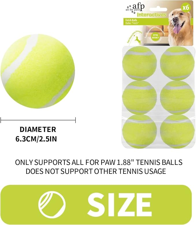 ALL FOR PAWS Automatic Ball Launcher for Dogs Interactive Puppy Pet Ball Outdoor Thrower Fetch Machine, 6 Balls Included (2.5 inch) + Six Tennis Balls Bundle