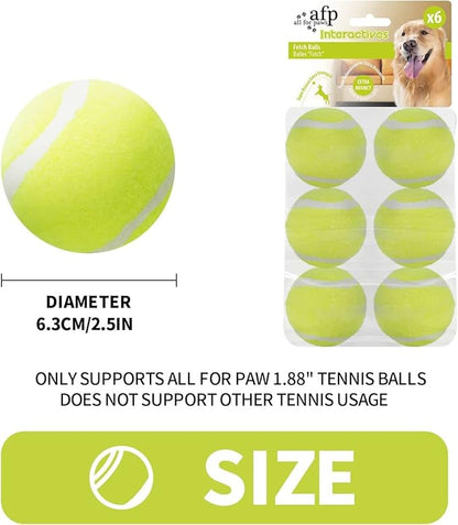 ALL FOR PAWS Automatic Ball Launcher for Dogs Interactive Puppy Pet Ball Outdoor Thrower Fetch Machine, 6 Balls Included (2.5 inch) + Six Tennis Balls Bundle