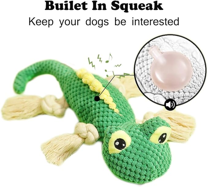 Squeaky Dog Toy,Stuffed Pet Toys,Plush Lizard Dogs Toys with Durable Rope Legs Interactive Dog Toy,Tear Resistant Durable Chewing Pets Toys for Puppy Middle Large Dogs