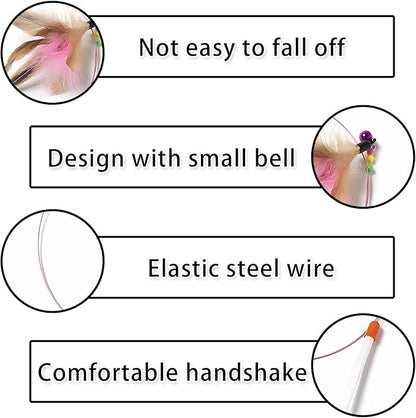 Cat Toys Interactive for Indoor Cats,2 PCS Cat Feather Toys and Wand Toys for Chase Exercise and Teaser Play with Kitten