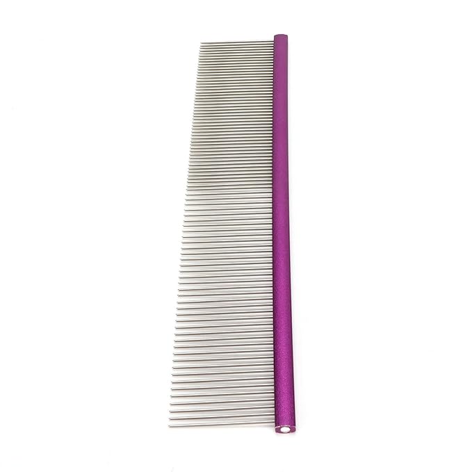 Metal Dog Comb, Stainless Steel Cat Comb for Removing and Knots Dog Combs with Rounded Ends for Long and Short Haired Breeds