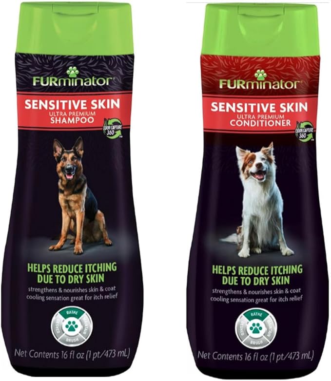Furminator® Deshedding Ultra Premium Shampoo & Conditioner Bundle for Sensitive Skin. 16oz.