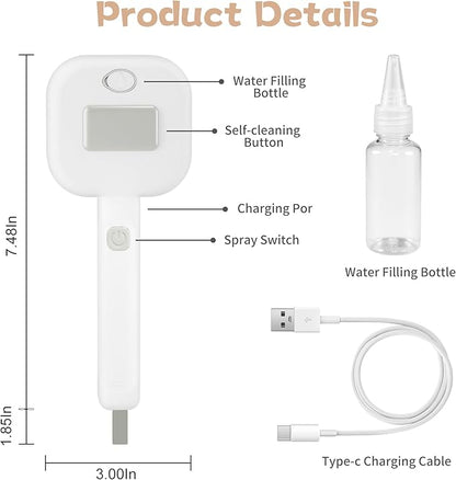 4 in 1 Cat Steam Brush - Self Cleaning Pet Steam Brush for Cat & Dog - Cat Brushes for Shedding with Quiet Motor - Elimination Flying Hair - Keep Your Clothes & Home Clean, White-Gray