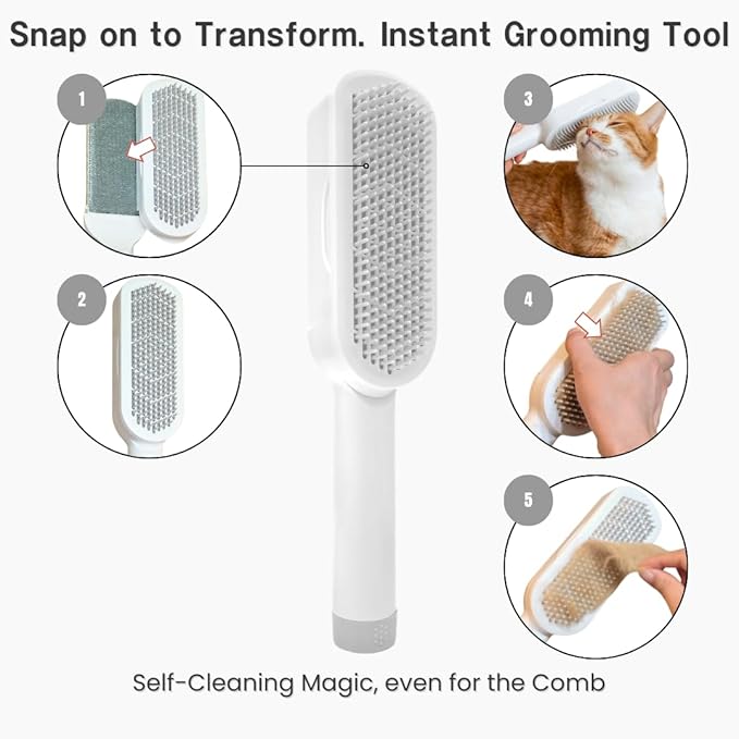 SufurLint 4-in-1 Pet Hair Remover & Grooming Brush - Multi-Functional Cat Deshedding Tool, Reusable Lint Roller for Furniture and Clothing, Reusable, eco-Friendly Remover