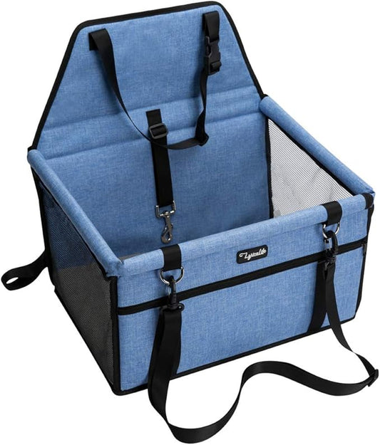 Pet Car Seat, Sturdy Reinforced Structure, Shortened Leash with Metal Snap Hook, Loops for Seat Belt, Waterproof Thick Soft Fleece Pad, Ideal for Puppy and Small Pets