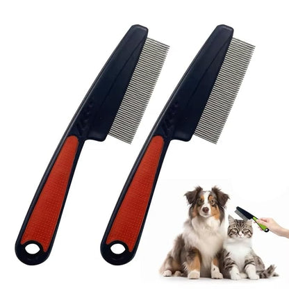 2Pcs Flea Comb for Dogs Cats, Upgrade Multifunctional Pet Comb Pet Hair Removal Flea Comb, Fine Tooth Stainless Cleaning Massage Brush for Dog Cat (Red)