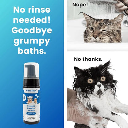 No Rinse Deodorizing Dry Pet Shampoo Plus Conditioner Foam for Dogs, Cats, Bunnies, Waterless Cleanse Enhanced with AG21 Chitosan-Silver - Natural Coat Refresh, Hypoallergenic, Made in USA (5 Oz)