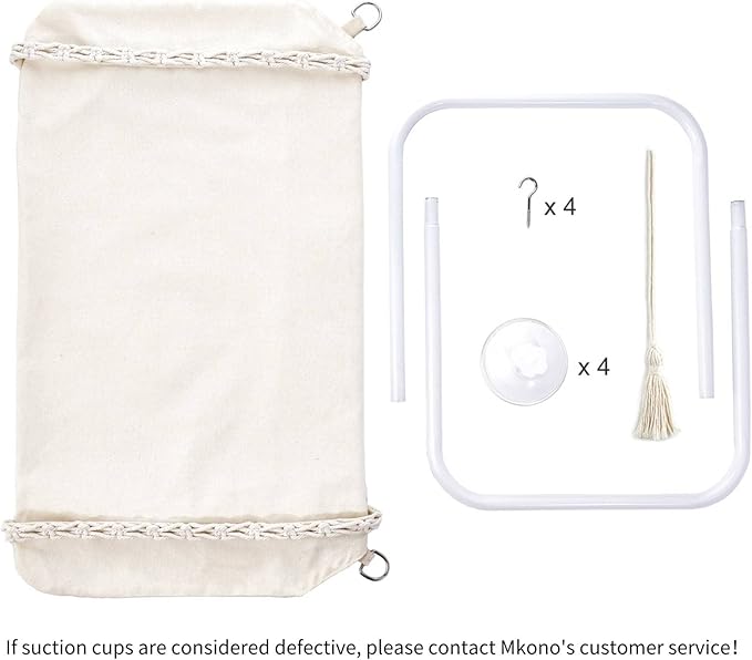 Mkono Cat Window Perch Macrame Boho Cat Hammock Wall Mounted Cat Bed for Indoor Cat, Pet Resting Seat Safety Space Saving Cat Shelves with Screw Suction Cups