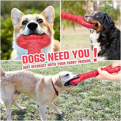 Feeko Dog Toys for Aggressive Chewers Large Breed, 15 inch Interactive Long Lasting Dogs Toy with Convex Design Natural Rubber Tug-of-war Toy for Medium Large Tooth Clean(Red) - Image 7