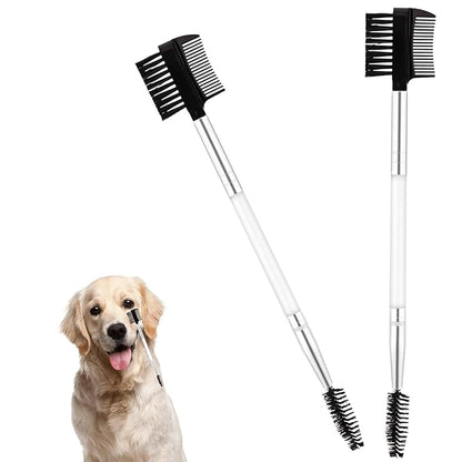 2pcs Double-Headed Soft Bristle Facial Comb, Tear Stain Gunk Remover for Puppy and Cat Grooming (White)