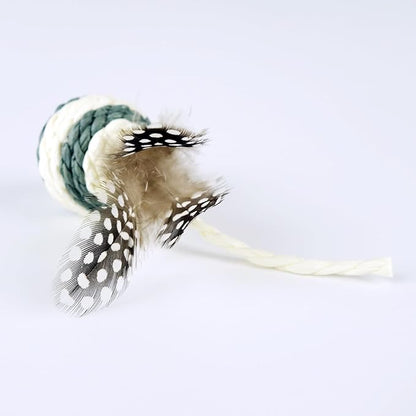TTcat Cat Toys Set with Paper Rope & Feathers Ball and Mouse 2 Pack, Interactive Toys for Indoor Cats and Kittens.
