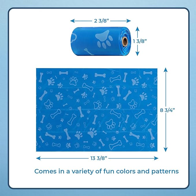 Best Pet Supplies Dog Poop Bags (150 Bags) for Waste Refuse Cleanup, Doggy Roll Replacements for Outdoor Puppy Walking and Travel, Leak Proof and Tear Resistant, Thick Plastic - Assorted Colors