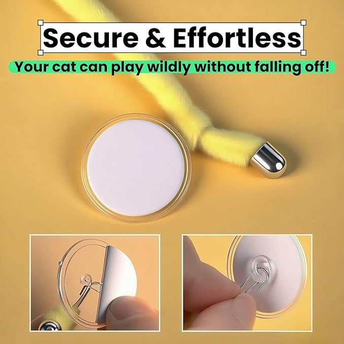 | Leaping Cat Spring Toy - If Your Cats Loves Wand Toys, Try This | Interactive Hanging Enrichment & Cat Furniture Add-on, Suitable for Both Indoor Adult Cats and Kittens(Yellow+Pink+Blue)