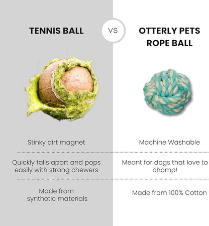 Otterly Pets 6 Pack Rope Balls for Small Dogs & Puppies - Durable, Interactive Chew Toys - for Playtime and Fetch- Ideal for Teething, Training, and Playtime