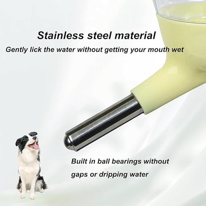 No-Drip Water Bottle/Feeder for Hamsters/Guinea Pigs/Ferrets/Rabbits/Cats and Dogs, Small Animals and Small Pets - for Use in Cages, Crates or Suspension Mounts.13.5 oz. Nozzle 10 mm, Yellow