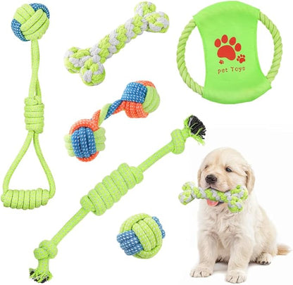 6Pack Dog Rope Toys, Interactive Tough Chew Toys for Small and Medium Dogs, Clean Teeth and Relieve Boredom, Tug of War, Aggressive Chewers, Cotton Rope Knot Puppy Dental Toy