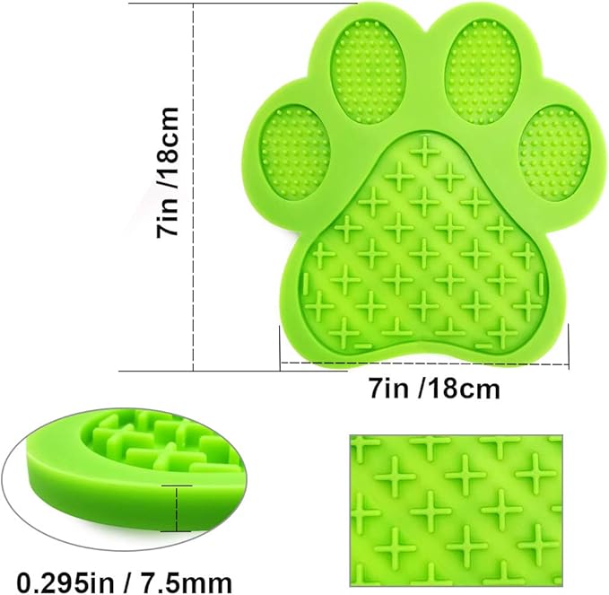 Dog Lick Pad, Dog Washing Distraction Device, Slow Eating Cute Mat with Super Suction for Pet Licking Peanut Butter, Bathing, Grooming Training (Green)