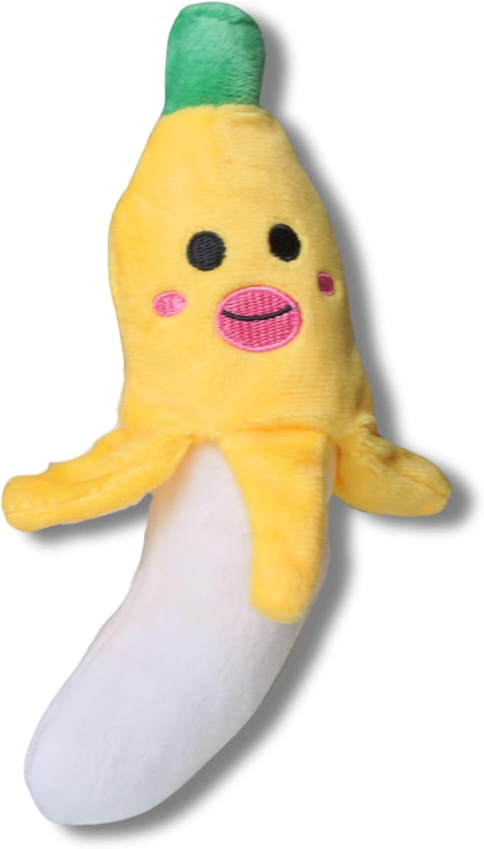 7" Squeaky Plush Toy for Puppies Small Dogs Self Etertainment Washable Soft Made [PET ONLY] (Banana)