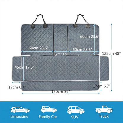ANOSOSPECIAL Grey Dog Car Seat Cover for Back Seat X-Large,Non-Stick Fur,Pet-Friendly and Waterproof - Universal Fit Interior Protector for Auto, Van, SUV - Ideal for Kids and Pets (X-Large)