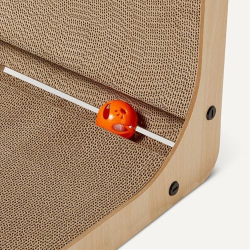 Amazon Basics Cat Scratch Post L-Shaped Cat Scratching Post Cat Scratch Pad with Interactive Ball Toy & Catnip, Cardboard Cat Wall Climber for Indoor Cats & Kittens, 16.5 x 11.4 x 26.8 in - Image 3