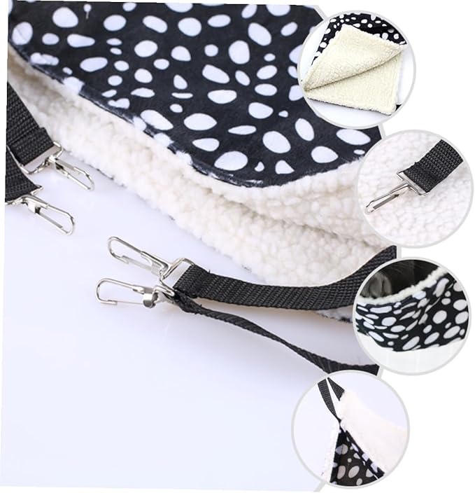 TOYANDONA Double-Sided Breathable Cat Den Hanging Hammock Small 27x27cm Black and White Polka Dot Cotton Cat Sleeping Bed for Indoor Pet