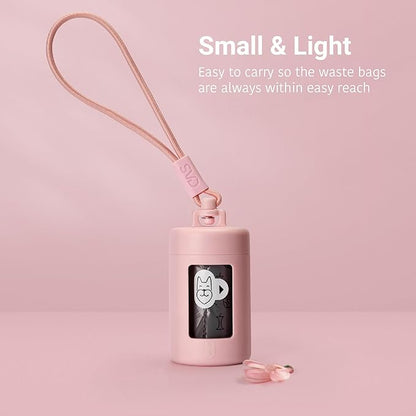 Retractable Dog Waste Bag Dispenser and Bag Holder Kit, Dog Poop Bag Dispenser, Retractable Waste Bag Dispenser, Lightweight Poop Bag Holder, Stretchy Strap Fits Any Dog Leash (Pink)