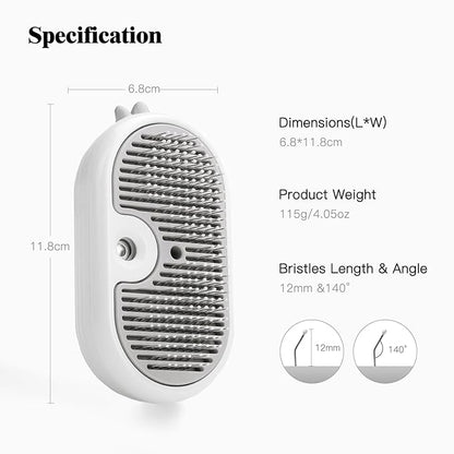 Cat Steam Brush for Shedding,Cat Brushes for Indoor Cats-3-in-1 Self-Cleaning Grooming Tool for Long & Short Haired Cats, Removes Loose Hair & Reduces Shedding,with One-click Cleaning Button (White)