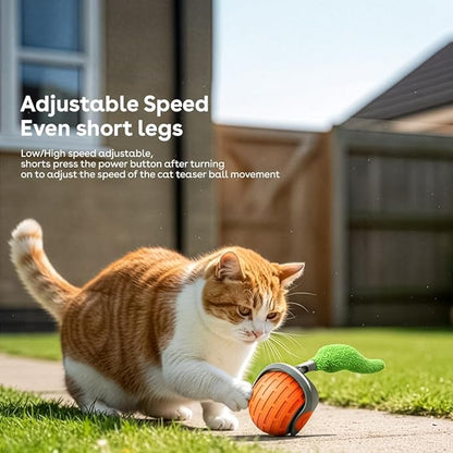 Interactive Cat Toys for Indoor Cats,The 3rd Generation Agile Moving Cat Ball with Elastic Mesh Tail,Automatic Kitten Toys for Bored Indoor Adult Cats,Motion Activated (Orange)