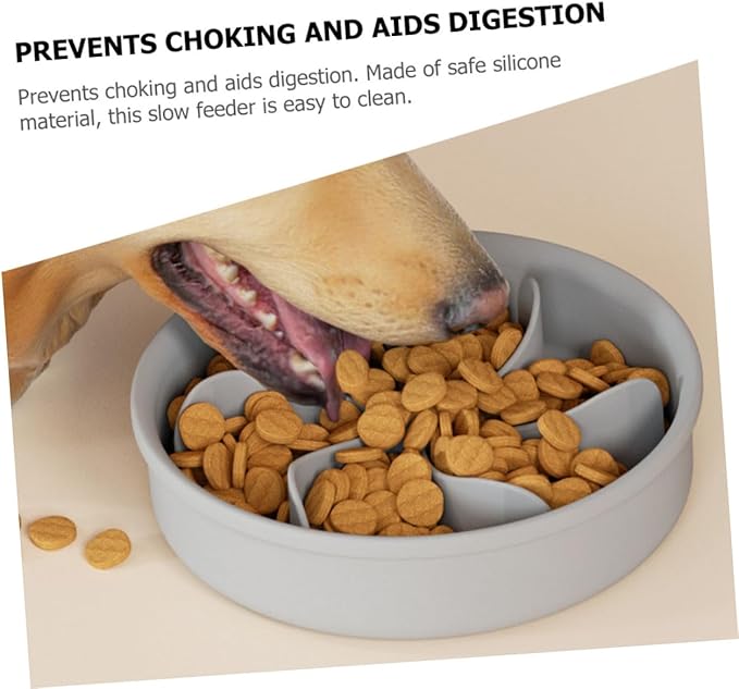 Angoily Pet Slow Feeder Bowl Silicone Dog Food Dish for Indoor Use Non-Slip Base Easy to Clean for Puppies and Dogs Grey