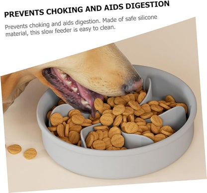 Angoily Pet Slow Feeder Bowl Silicone Dog Food Dish for Indoor Use Non-Slip Base Easy to Clean for Puppies and Dogs Grey