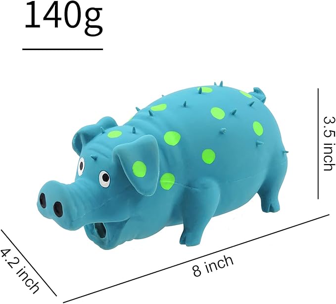 Andiker Dog Squeaky Toy, Dots Latex Dog Chew Toys with a Oinks Sound Squeaker Grunting Pig Dog Toy Durable Self Play 8" Dogs Squeeze Toy for Dental Biting Chasing to Kill Boring Time (Blue)