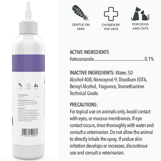 Smiling Paws Pets Medicated Tris Flush Dog Ear Cleaner Solution and Infection Treatment for Dogs and Cats Ear Flush for Dogs Ear Cleaner for Dogs & Cats - Cat & Dog Ear Wash Contains Ketoconazole 12oz