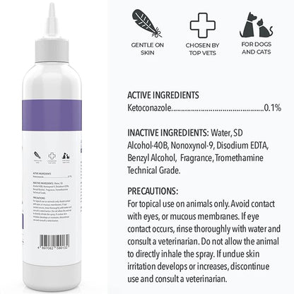 Smiling Paws Pets Medicated Tris Flush Dog Ear Cleaner Solution and Infection Treatment for Dogs and Cats Ear Flush for Dogs Ear Cleaner for Dogs & Cats - Cat & Dog Ear Wash Contains Ketoconazole 12oz