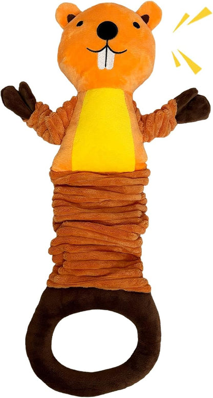 LWBMG Squeaky Dog Toys Plush Dog Toy with Crinkle Paper Tug of War Pull Interactive Dog Toys for Aggressive Chewers Cute Stuffed Animal Groundhog Dog Toy for Puppies Small Medium and Large Dogs