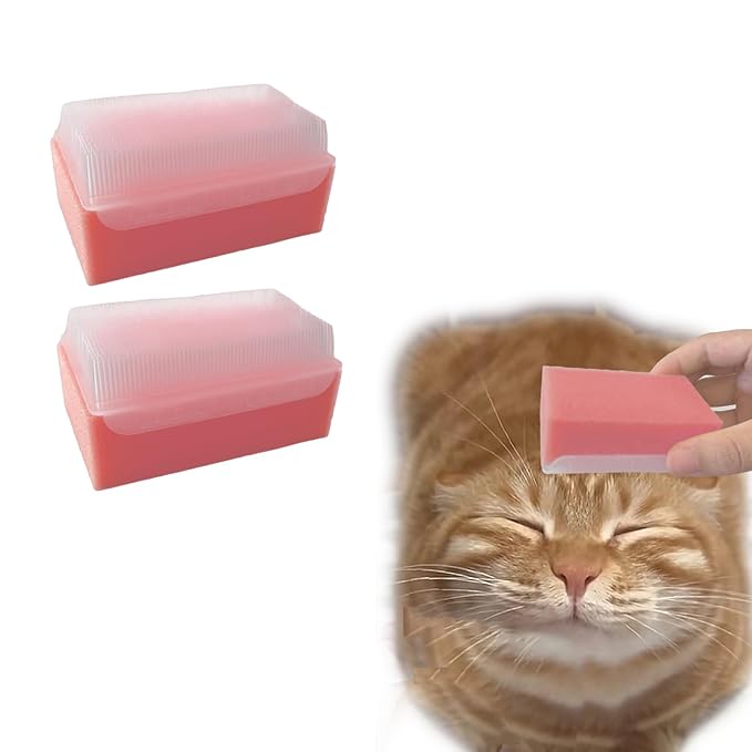 2PC Soft Cat Brush for Grooming - Gentle Cat Tongue Brush with1300+Barbed Serrations, Brushes for Sensitive Cats-Lightweight, gentle, Perfect for Daily Grooming&Enhancing Bonding (Pink)