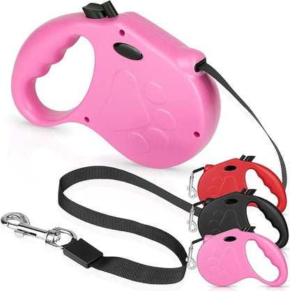Retractable Dog Leash, 16ft Dog for Small Dogs up to 77lbs, Non-Slip Handle - Pink