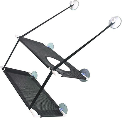 DAN&DRE Cat Hammock, Double Layer Hanging Installation with Strong Suction Cup and Sturdy Brackets, Soft Mesh Fabric Window Perch for Indoor Outdoor Cats Resting on Smooth Surfaces (Black 2 Layer)